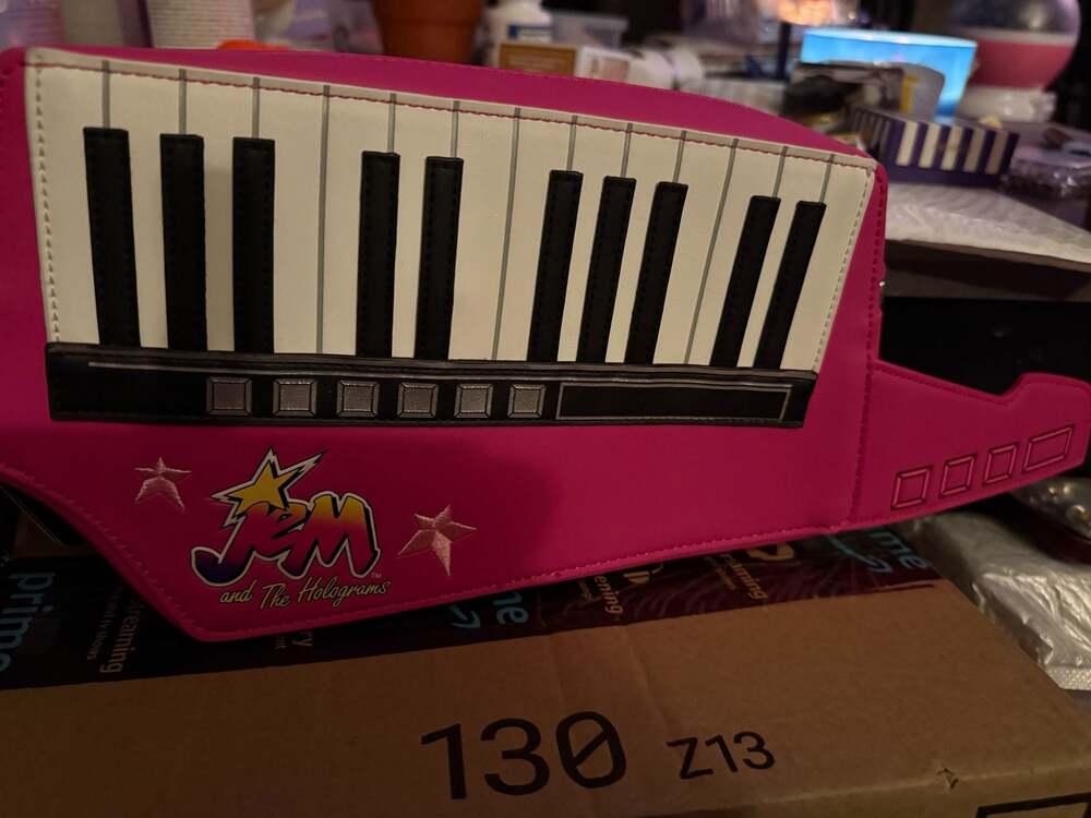 Jem and the Holograms Figural Keytar Glow Crossbody Bag